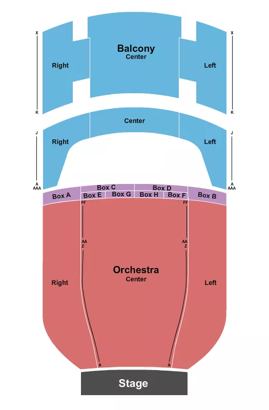 seating chart for Victory Theatre - IN - Endstage 2 - eventticketscenter.com