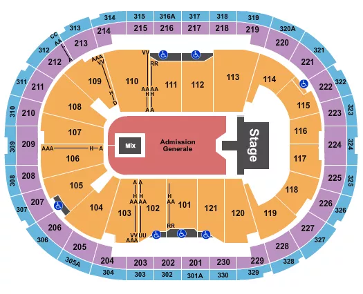 seating chart for Centre Videotron - Endstage GA Floor/Catwalk - eventticketscenter.com