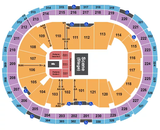 seating chart for Centre Videotron - Halfhouse Reserved - eventticketscenter.com