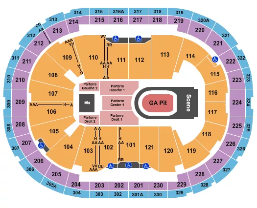 seating chart for Centre Videotron - Kane Brown - eventticketscenter.com