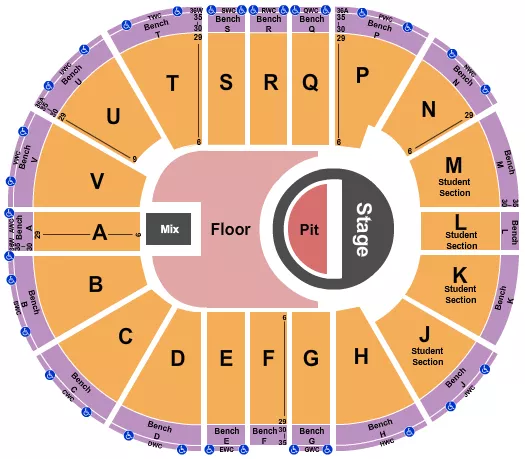 seating chart for Viejas Arena At Aztec Bowl - 5 Seconds of Summer - eventticketscenter.com