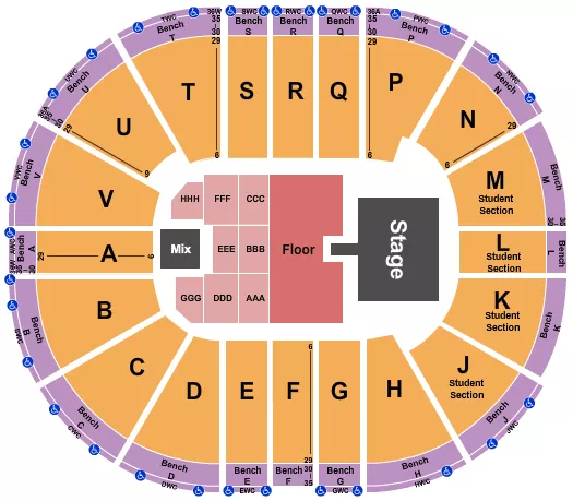 seating chart for Viejas Arena At Aztec Bowl - Cage The Elephant - eventticketscenter.com