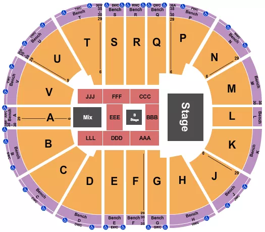 seating chart for Viejas Arena At Aztec Bowl - Cyndi Lauper - eventticketscenter.com