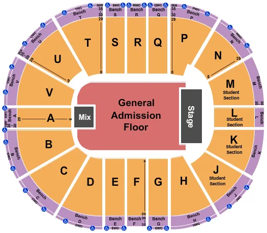 seating chart for Viejas Arena At Aztec Bowl - Endstage GA Floor - eventticketscenter.com
