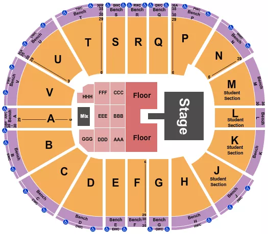 seating chart for Viejas Arena At Aztec Bowl - Endstage GA Pit w/ Catwalk - eventticketscenter.com