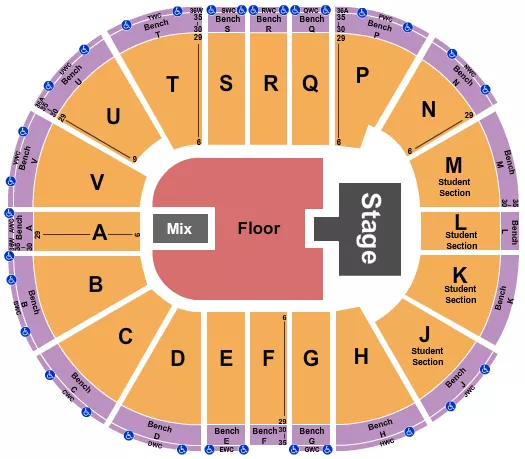 seating chart for Viejas Arena At Aztec Bowl - Endstage GA Floor w/ Catwalk - eventticketscenter.com