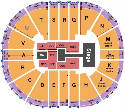 seating chart for Viejas Arena At Aztec Bowl - Kirk Franklin - eventticketscenter.com