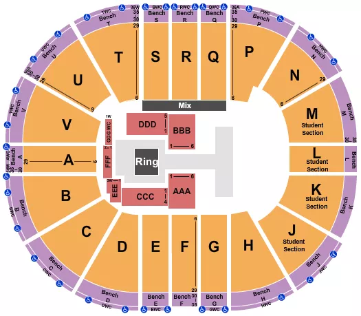 seating chart for Viejas Arena At Aztec Bowl - Wrestling - AEW - eventticketscenter.com