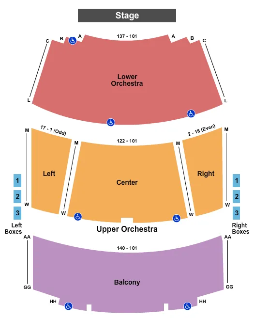 seating chart for Visual and Performing Arts Center at OCCC - Endstage - eventticketscenter.com