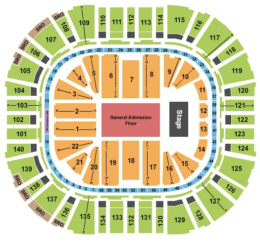 seating chart for Delta Center - Endstage GA Flr - eventticketscenter.com