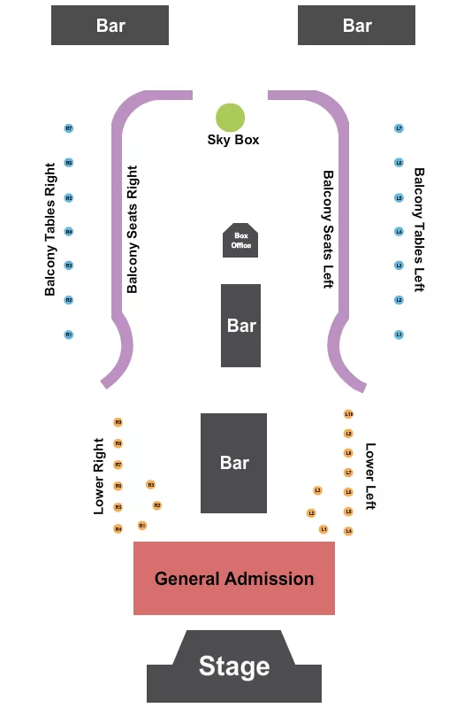 seating chart for Vogue Theatre - IN - GA/Floor Tables/Balcony - eventticketscenter.com