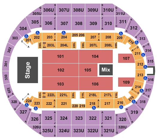 seating chart for Propst Arena At the Von Braun Center - Lynyrd Skynyrd - eventticketscenter.com