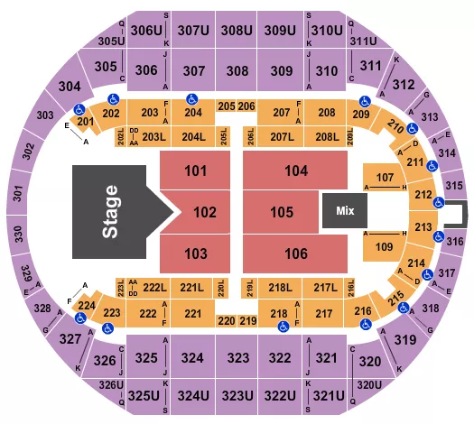 seating chart for Propst Arena At the Von Braun Center - Rascal Flatts 1 - eventticketscenter.com