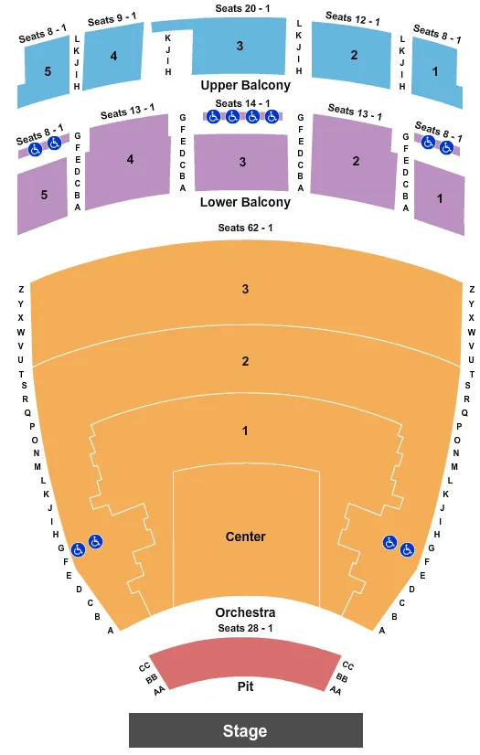 seating chart for Mark C. Smith Concert Hall at the Von Braun Center - Endstage 2 - eventticketscenter.com