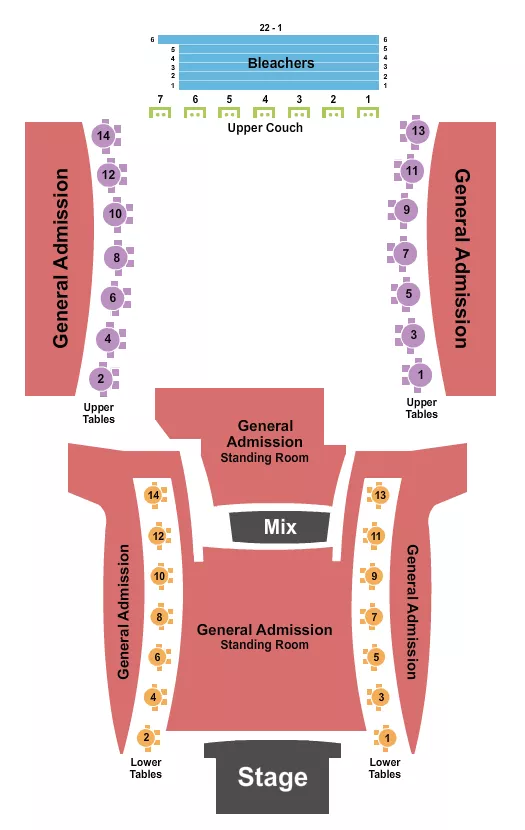 seating chart for VooDoo Lounge At Harrah's Kansas City - GA Floor - Upper/Lower Tables - eventticketscenter.com