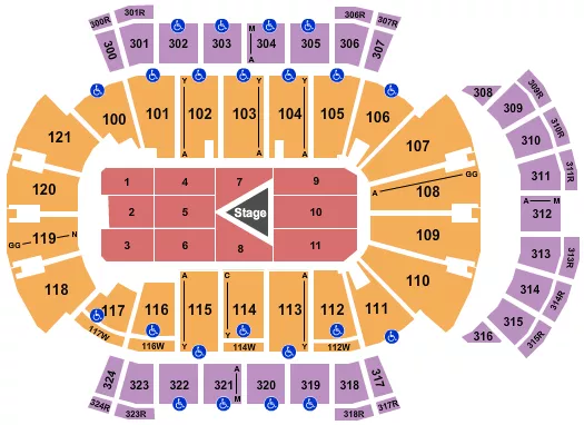 seating chart for VyStar Veterans Memorial Arena - Center Stage - eventticketscenter.com