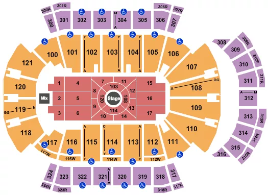 seating chart for VyStar Veterans Memorial Arena - Center Stage 3 - eventticketscenter.com
