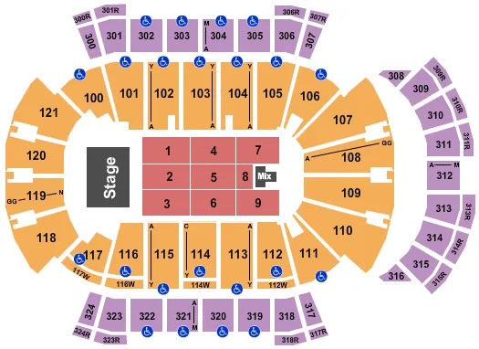 seating chart for VyStar Veterans Memorial Arena - Elevation Worship - eventticketscenter.com