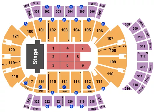 seating chart for VyStar Veterans Memorial Arena - Endstage 2 - eventticketscenter.com