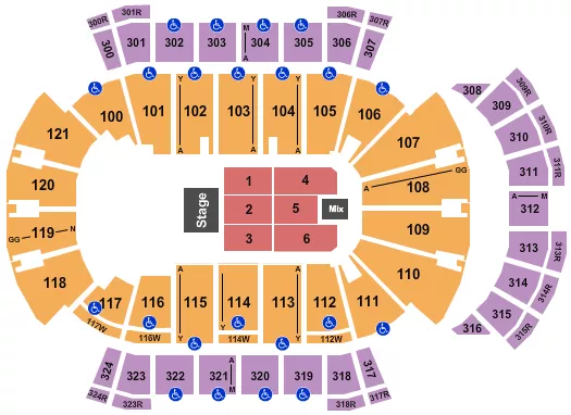 seating chart for VyStar Veterans Memorial Arena - Endstage 3 - eventticketscenter.com