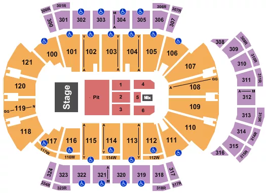 seating chart for VyStar Veterans Memorial Arena - Endstage GA Pit 2 - eventticketscenter.com