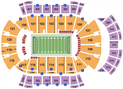 seating chart for VyStar Veterans Memorial Arena - Football - eventticketscenter.com