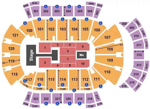 seating chart for VyStar Veterans Memorial Arena - Kirk Franklin - eventticketscenter.com