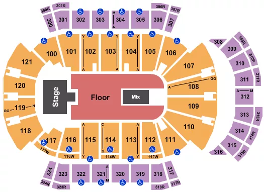 seating chart for VyStar Veterans Memorial Arena - NF - eventticketscenter.com