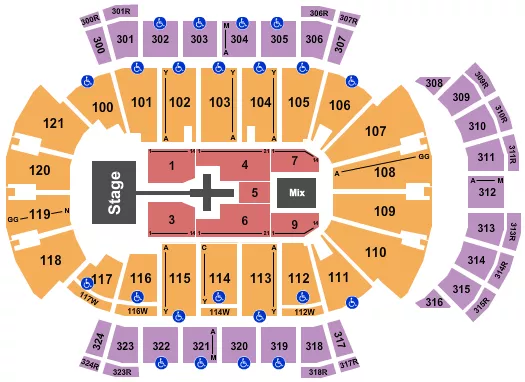 seating chart for VyStar Veterans Memorial Arena - Tobymac - eventticketscenter.com