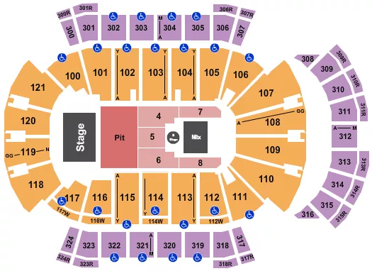 seating chart for VyStar Veterans Memorial Arena - Tyler Childers - eventticketscenter.com