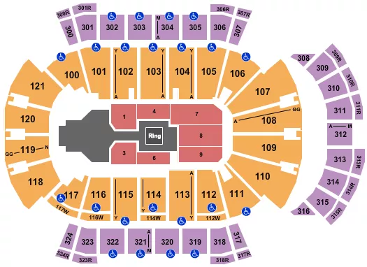 seating chart for VyStar Veterans Memorial Arena - WWE - eventticketscenter.com