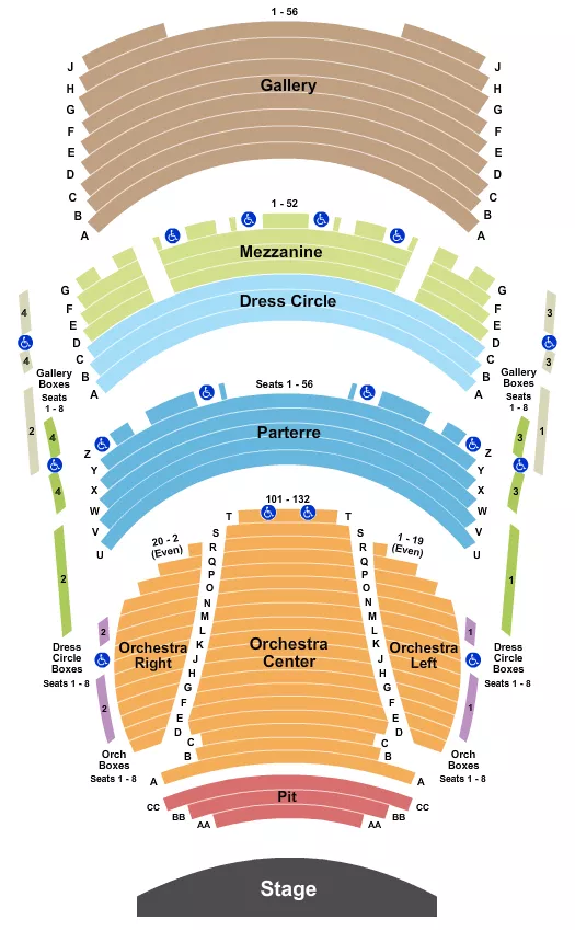 seating chart for Wagner Noel Performing Arts Center - End Stage Pit - Zone - eventticketscenter.com