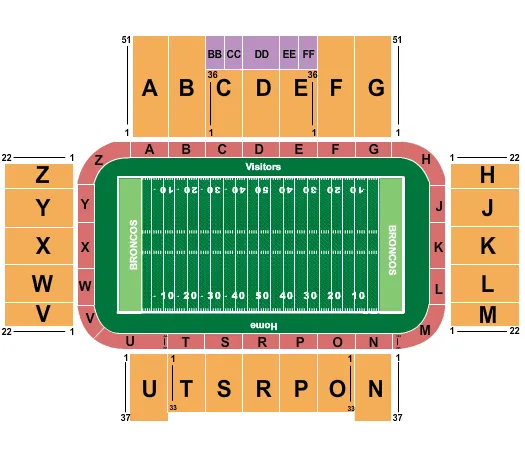 seating chart for Waldo Stadium - Football - eventticketscenter.com