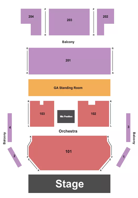 seating chart for District Music Hall - End Stage Numbered Orch - eventticketscenter.com