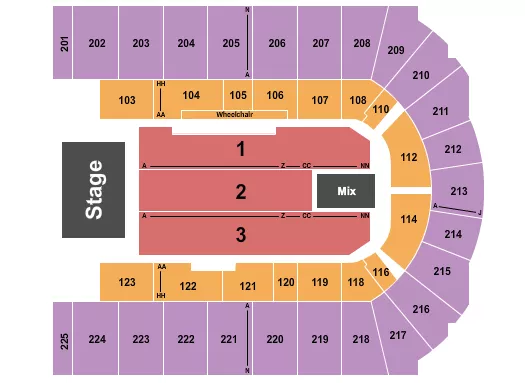 seating chart for Upstate Medical University Arena at Onondaga County War Memorial - Endstage 5 - eventticketscenter.com