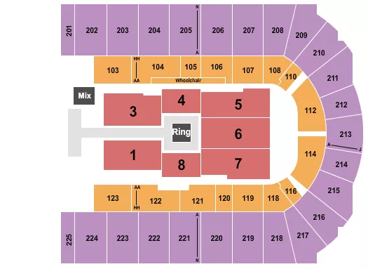 seating chart for Upstate Medical University Arena at Onondaga County War Memorial - WWE - eventticketscenter.com