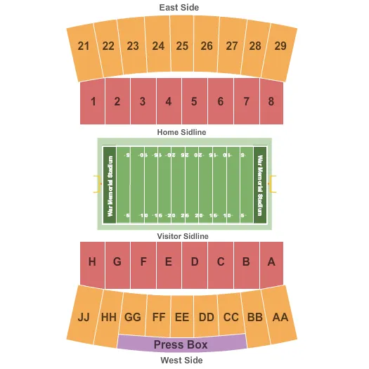 seating chart for War Memorial Stadium - WY - Football - eventticketscenter.com