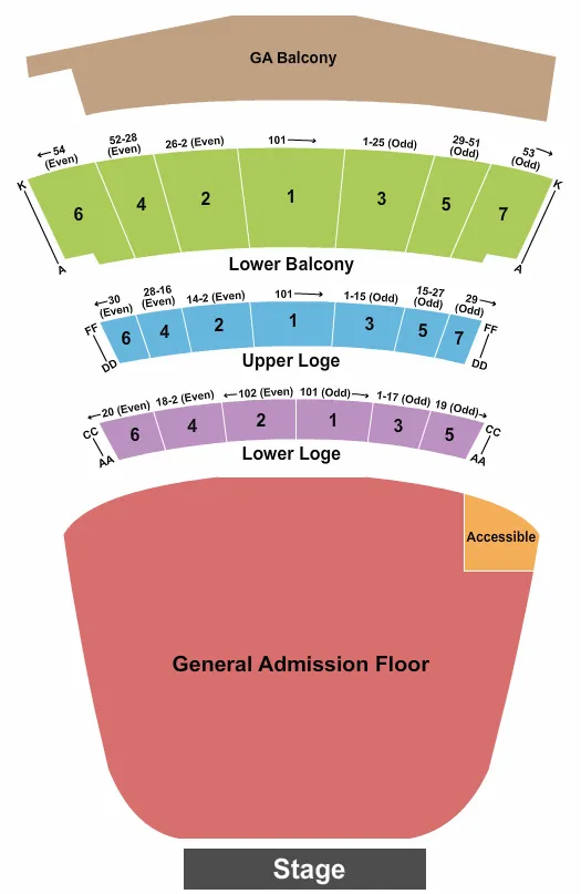 seating chart for Warfield - Endstage GA Floor/GA Balc 3 - eventticketscenter.com