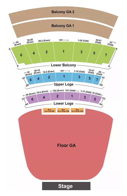 seating chart for Warfield - GA Flr/Balcony/Reserved Orc 2 - eventticketscenter.com