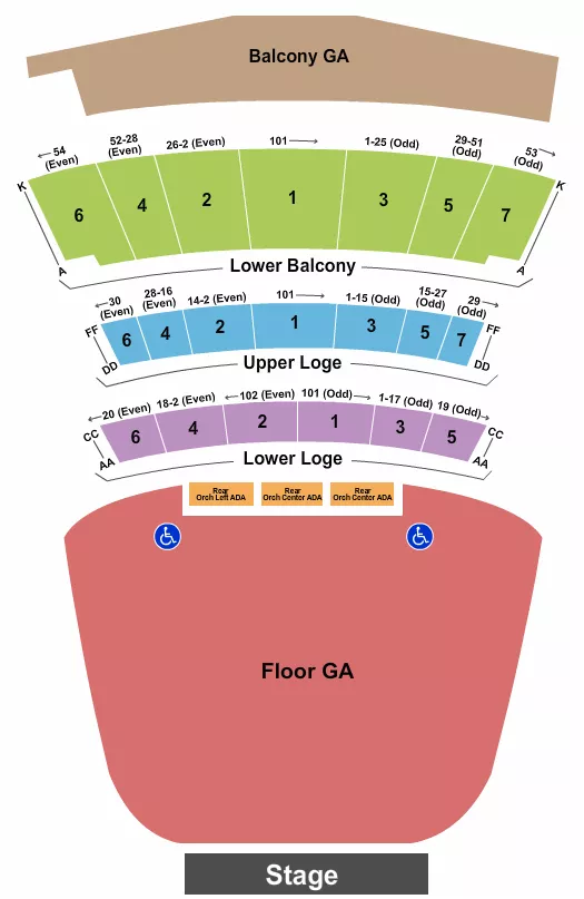 seating chart for Warfield - GA Flr/Balcony/Reserved Orc - eventticketscenter.com