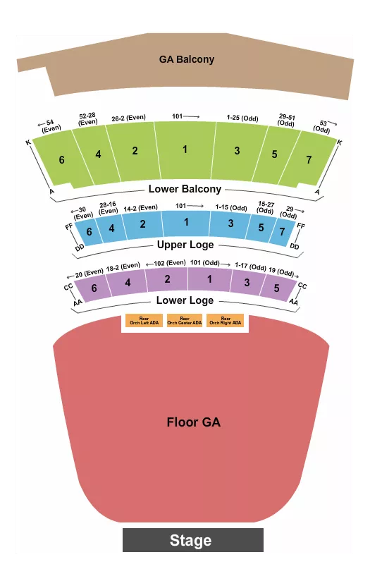 seating chart for Warfield - GA Flr/Balcony/Reserved Orc - eventticketscenter.com