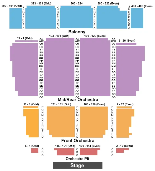 seating chart for Warner Theatre - CT - Endstage - eventticketscenter.com