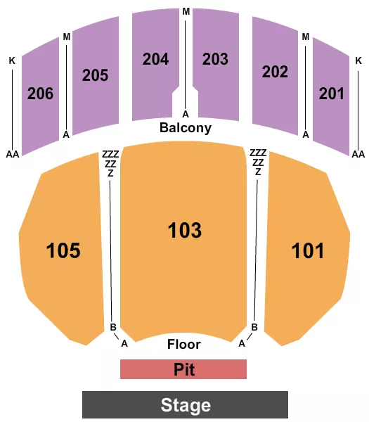 seating chart for Warner Theatre - PA - Endstage Pit - eventticketscenter.com