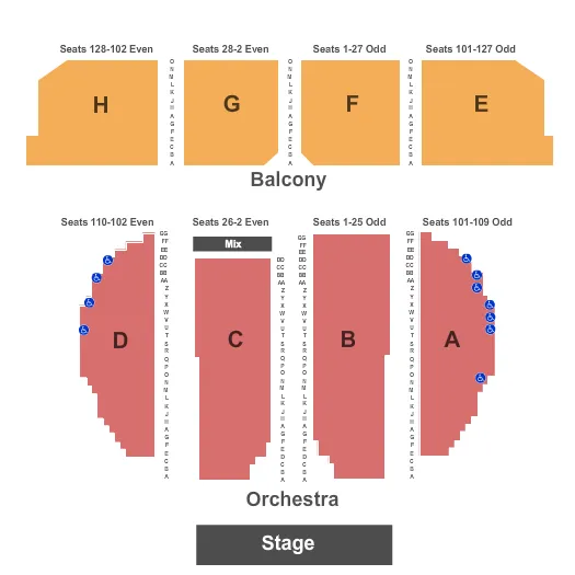 seating chart for Warnors Theater - End Stage - eventticketscenter.com