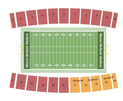 seating chart for Warren Mcguirk Alumni Stadium - Football - eventticketscenter.com