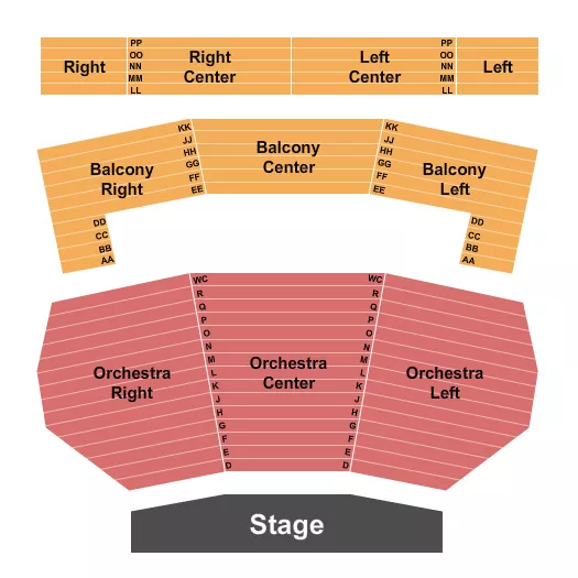 seating chart for Warren Performing Arts Center - Endstage - eventticketscenter.com