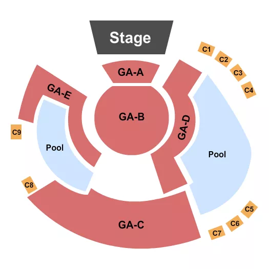 seating chart for WawYe Oasis At Gun Lake Casino - GA A-E & Cabanas - eventticketscenter.com