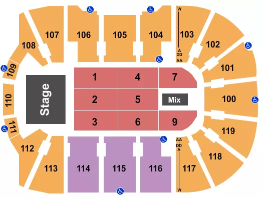 seating chart for Total Mortgage Arena - Endstage 3 - eventticketscenter.com