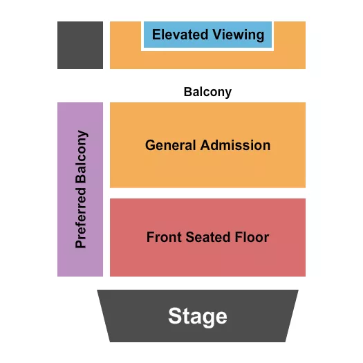 Front Seated Floor Seating Chart at Webster Hall. The chart shows the main floor/stage with seating options surrounding it, which are color coded