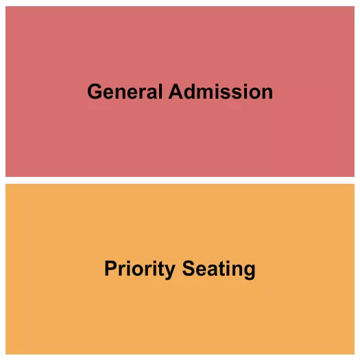 GA/Priority Seating Seating Chart at Webster Underground. The chart shows the main floor/stage with seating options surrounding it, which are color coded